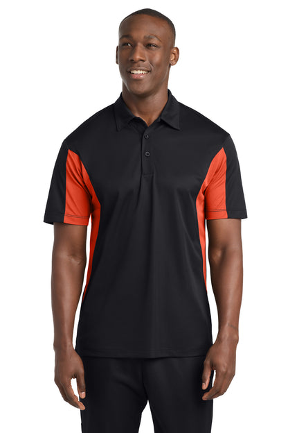Custom Embroidered Sport-Tek Polos/Knits in Black/ Deep Orange