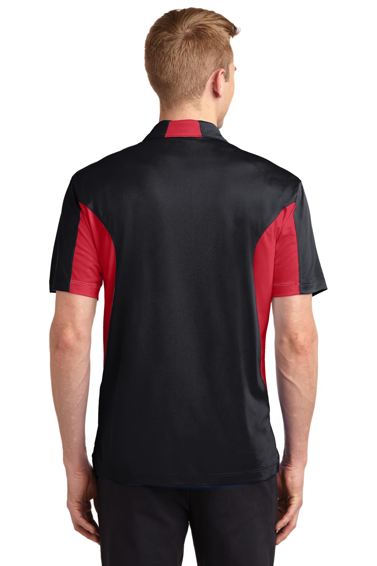 Custom Embroidered Sport-Tek Tall Side Blocked Micropique Sport-Wick Polo. TST655,Black/ True Red