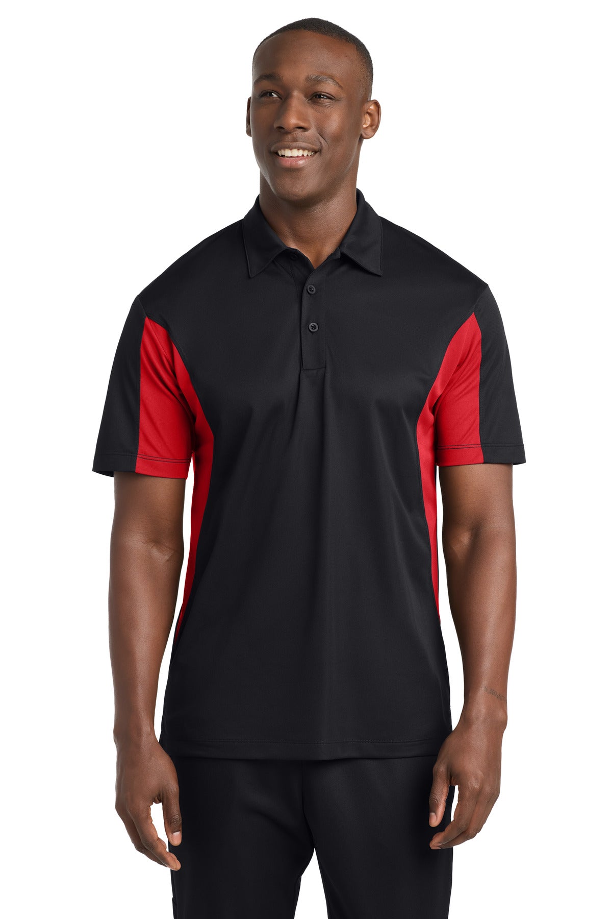 Custom Embroidered Sport-Tek Polos/Knits in Black/ True Red