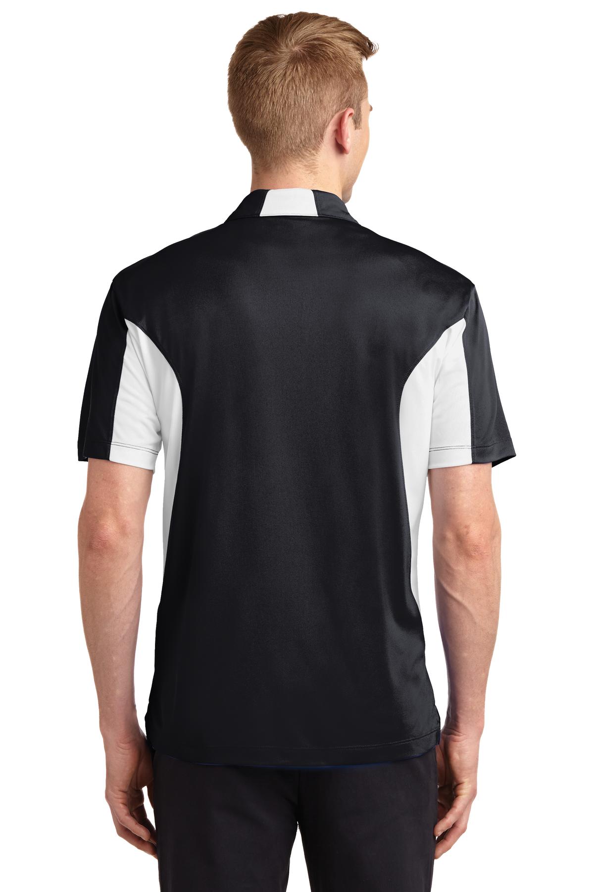 Custom Embroidered Sport-Tek Tall Side Blocked Micropique Sport-Wick Polo. TST655,Black/ White