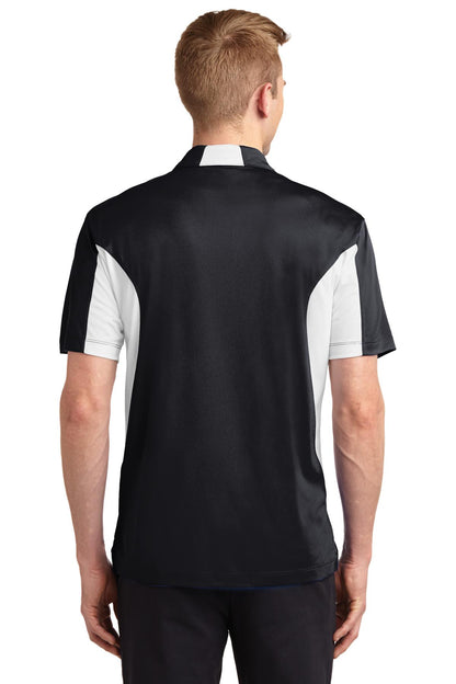 Custom Embroidered Sport-Tek Tall Side Blocked Micropique Sport-Wick Polo. TST655,Black/ White