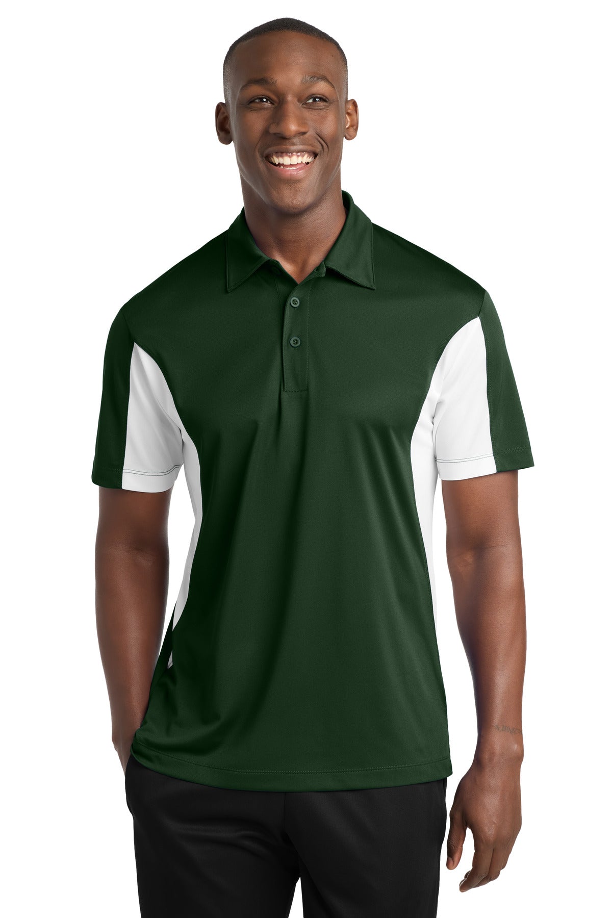 Custom Embroidered Sport-Tek Polos/Knits in Forest Green/ White