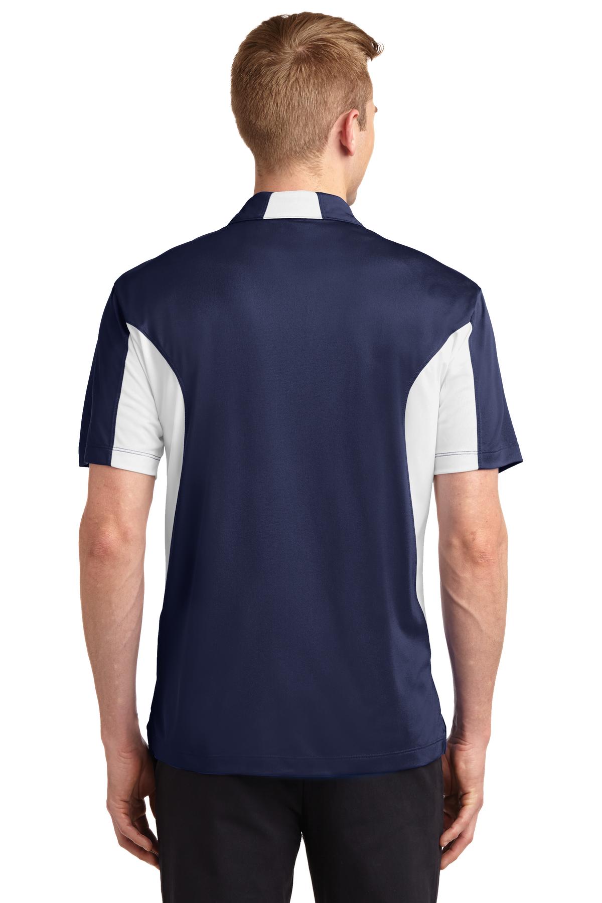 Custom Embroidered Sport-Tek Tall Side Blocked Micropique Sport-Wick Polo. TST655,True Navy/ White