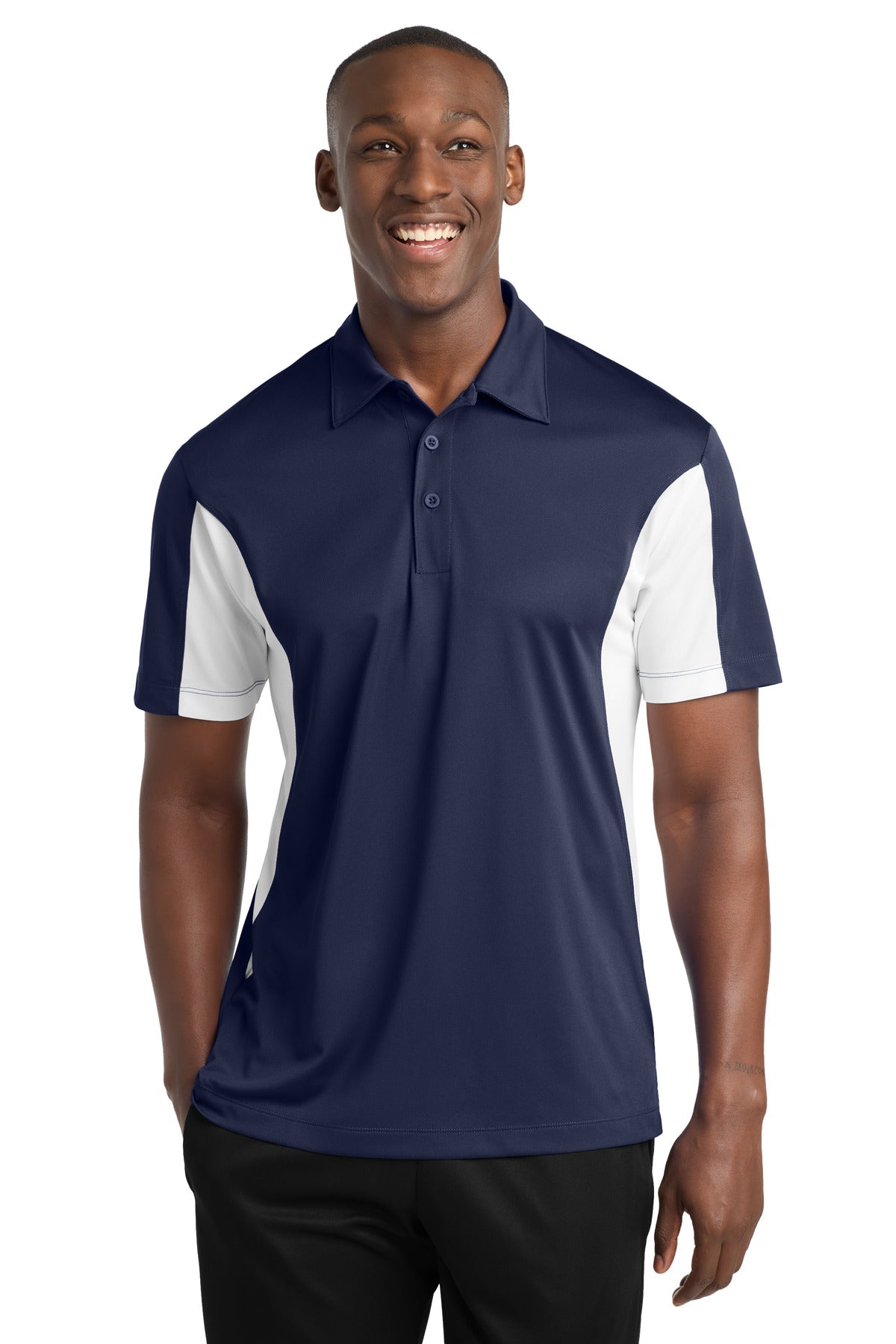 Custom Embroidered Sport-Tek Polos/Knits in True Navy/ White