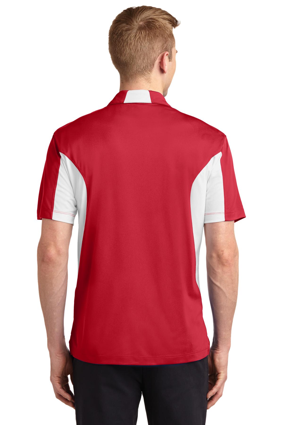 Custom Embroidered Sport-Tek Tall Side Blocked Micropique Sport-Wick Polo. TST655,True Red/ White