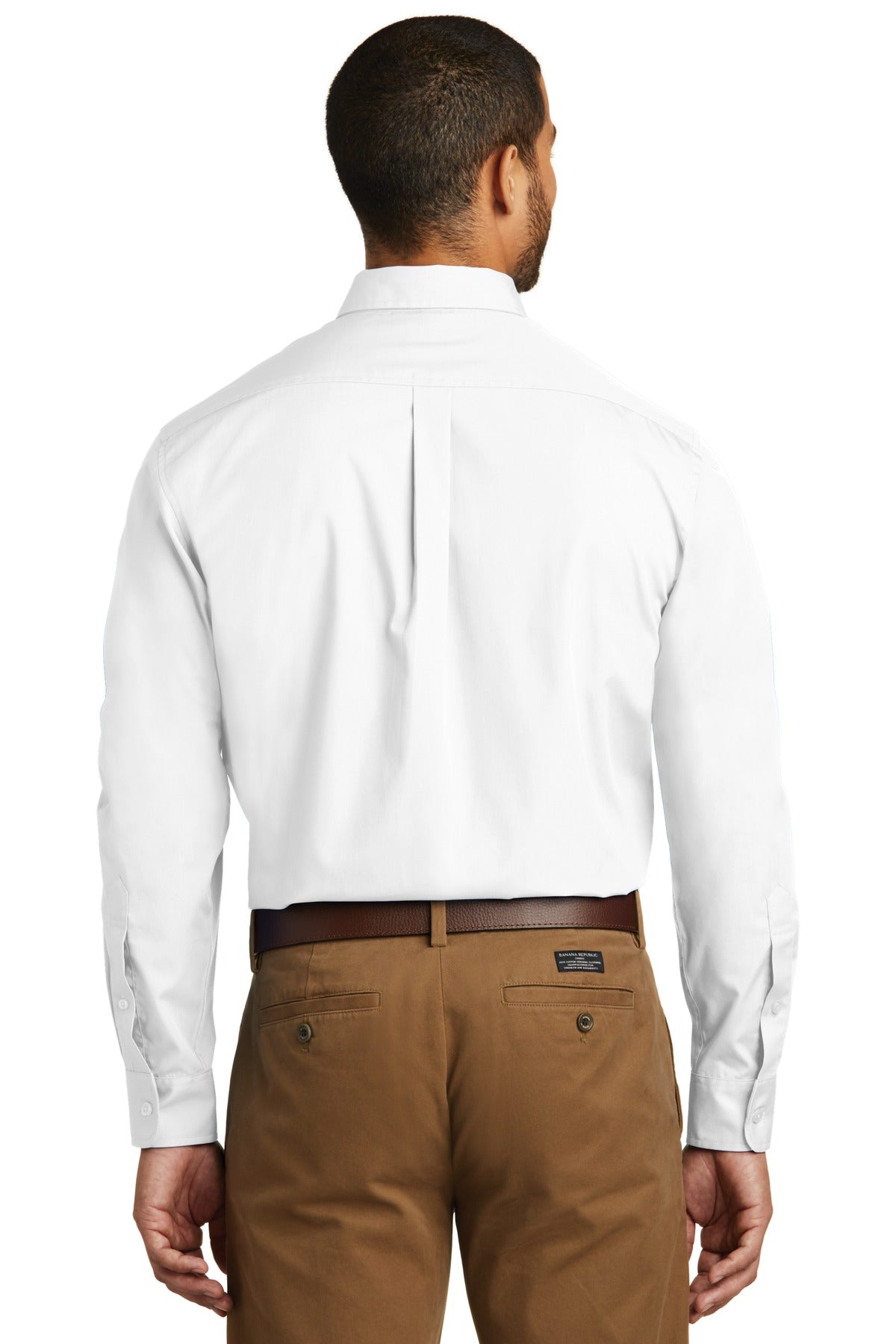 Custom Embroidered Port Authority Tall Long Sleeve Carefree Poplin Shirt. TW100,White