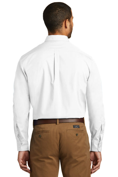 Custom Embroidered Port Authority Tall Long Sleeve Carefree Poplin Shirt. TW100,White