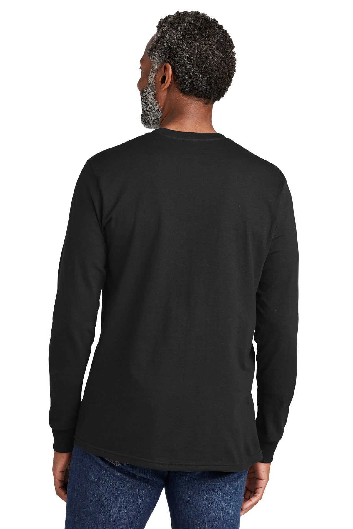 Custom Embroidered Volunteer Knitwear All-American Long Sleeve Tee VL100LS,Deep Black