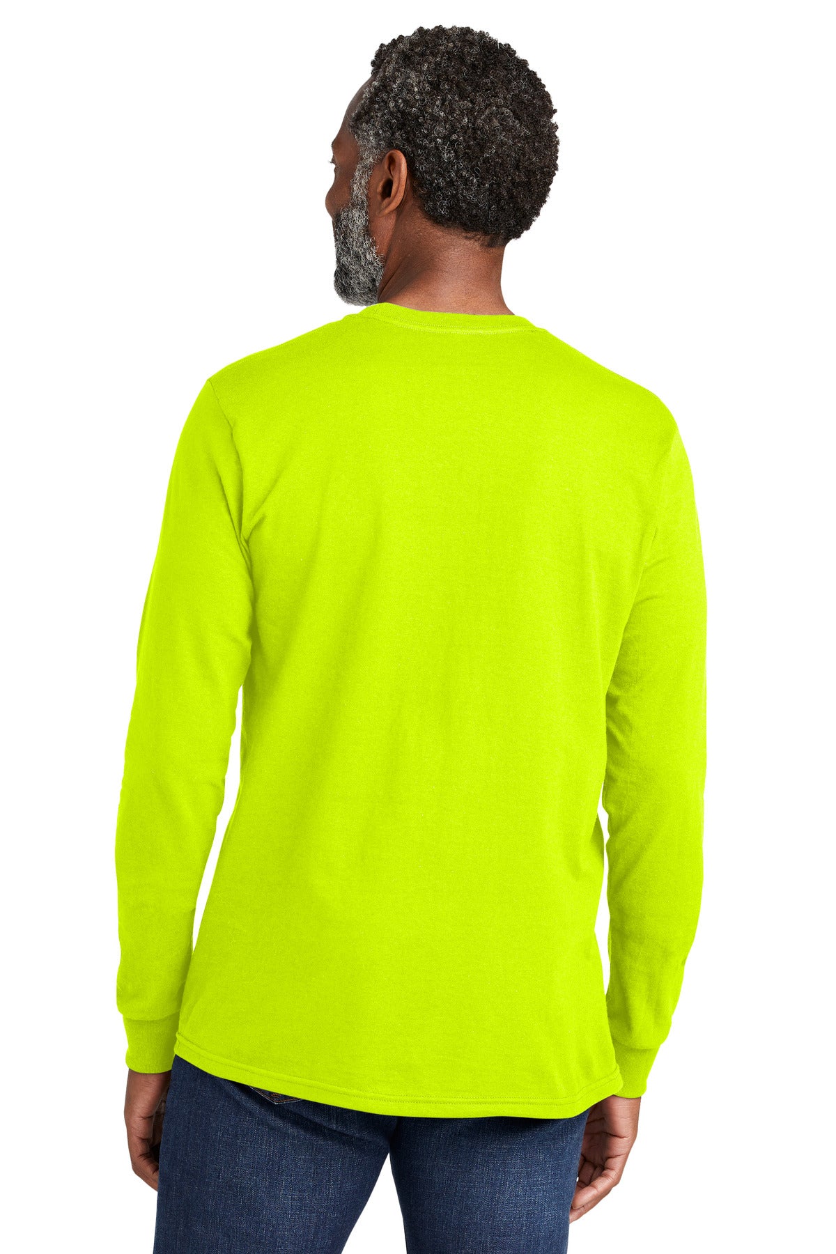 Custom Embroidered Volunteer Knitwear All-American Long Sleeve Tee VL100LS,Safety Green