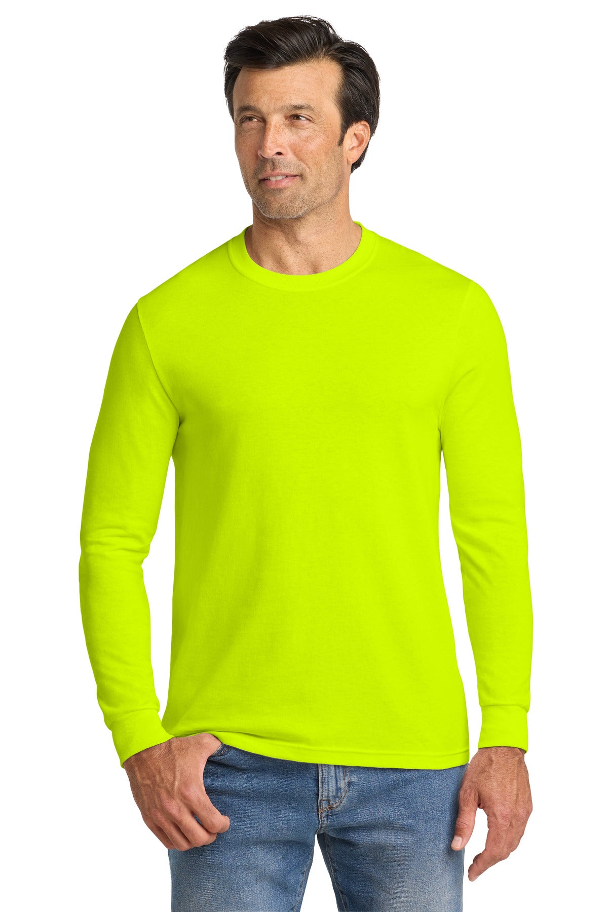 Custom Embroidered Volunteer Knitwear T-Shirts  in Safety Green