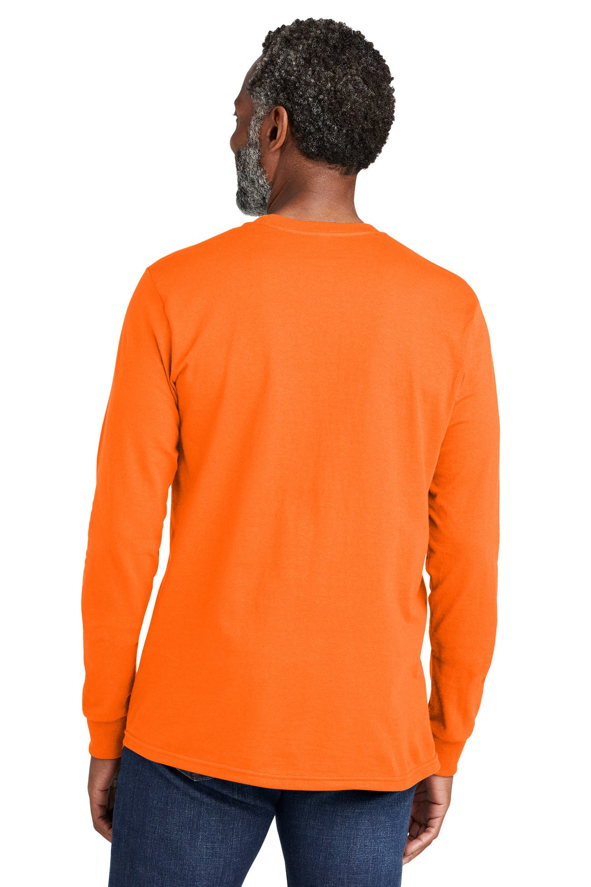 Custom Embroidered Volunteer Knitwear All-American Long Sleeve Tee VL100LS,Safety Orange