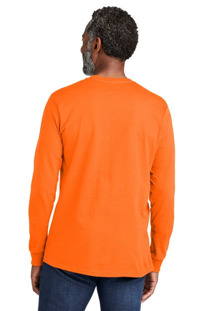 Custom Embroidered Volunteer Knitwear All-American Long Sleeve Tee VL100LS,Safety Orange