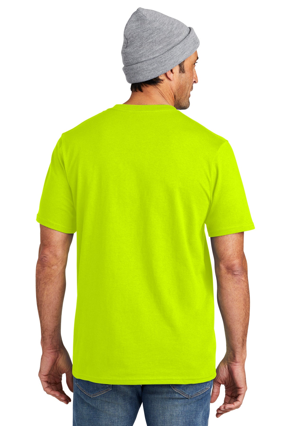 Custom Embroidered Volunteer Knitwear All-American Pocket Tee VL100P,Safety Green