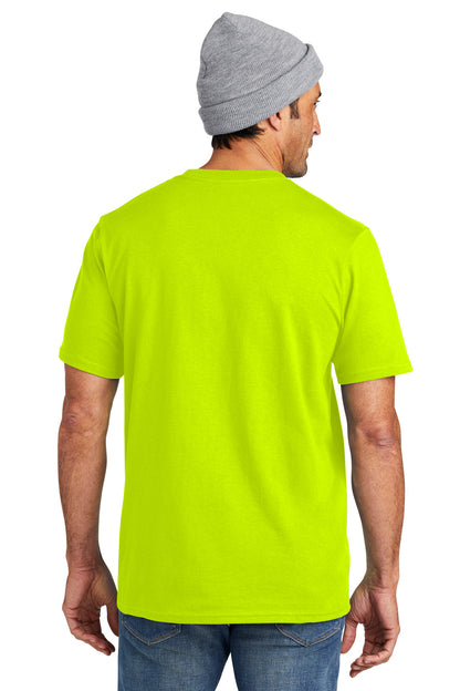 Custom Embroidered Volunteer Knitwear All-American Pocket Tee VL100P,Safety Green