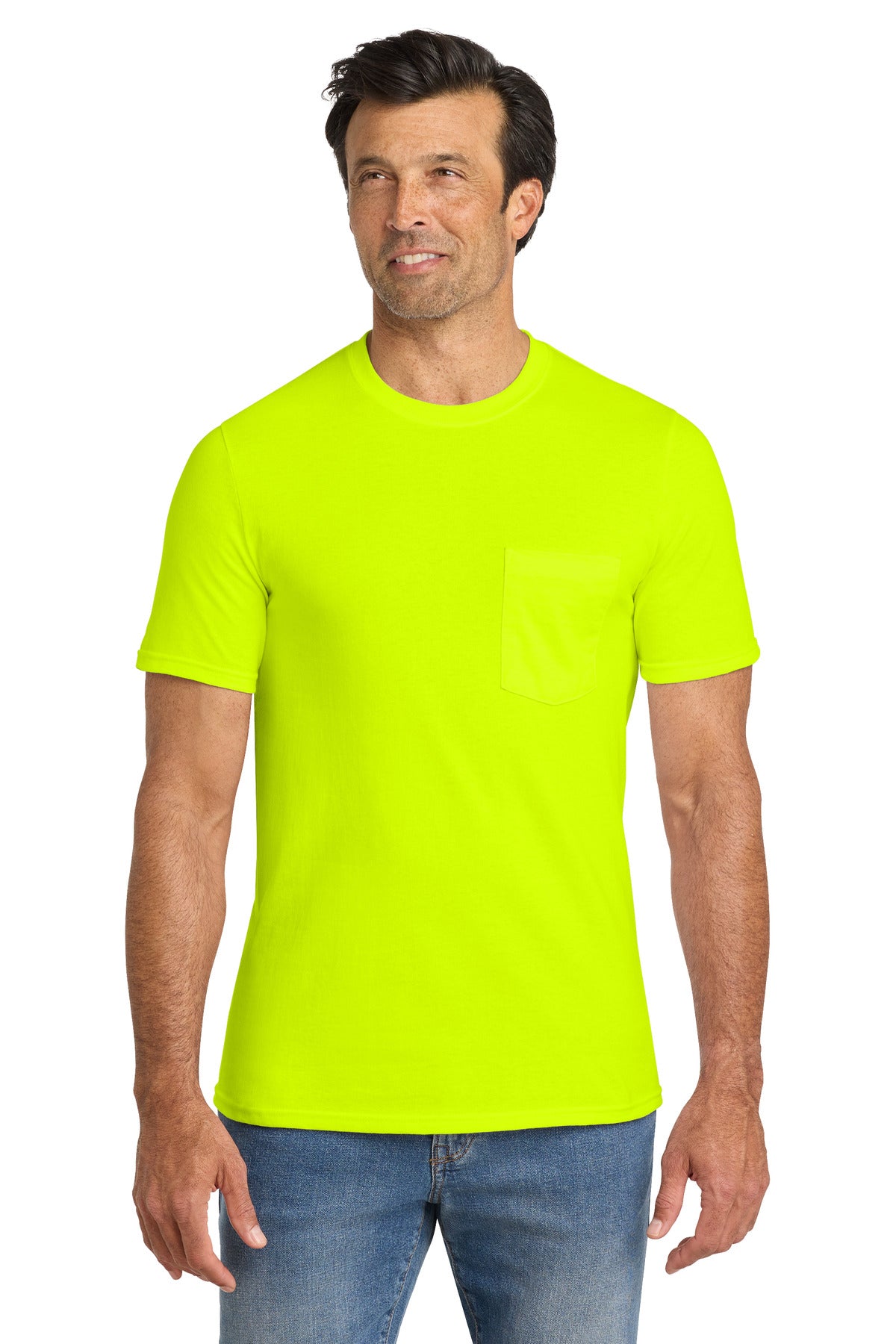 Custom Embroidered Volunteer Knitwear T-Shirts  in Safety Green