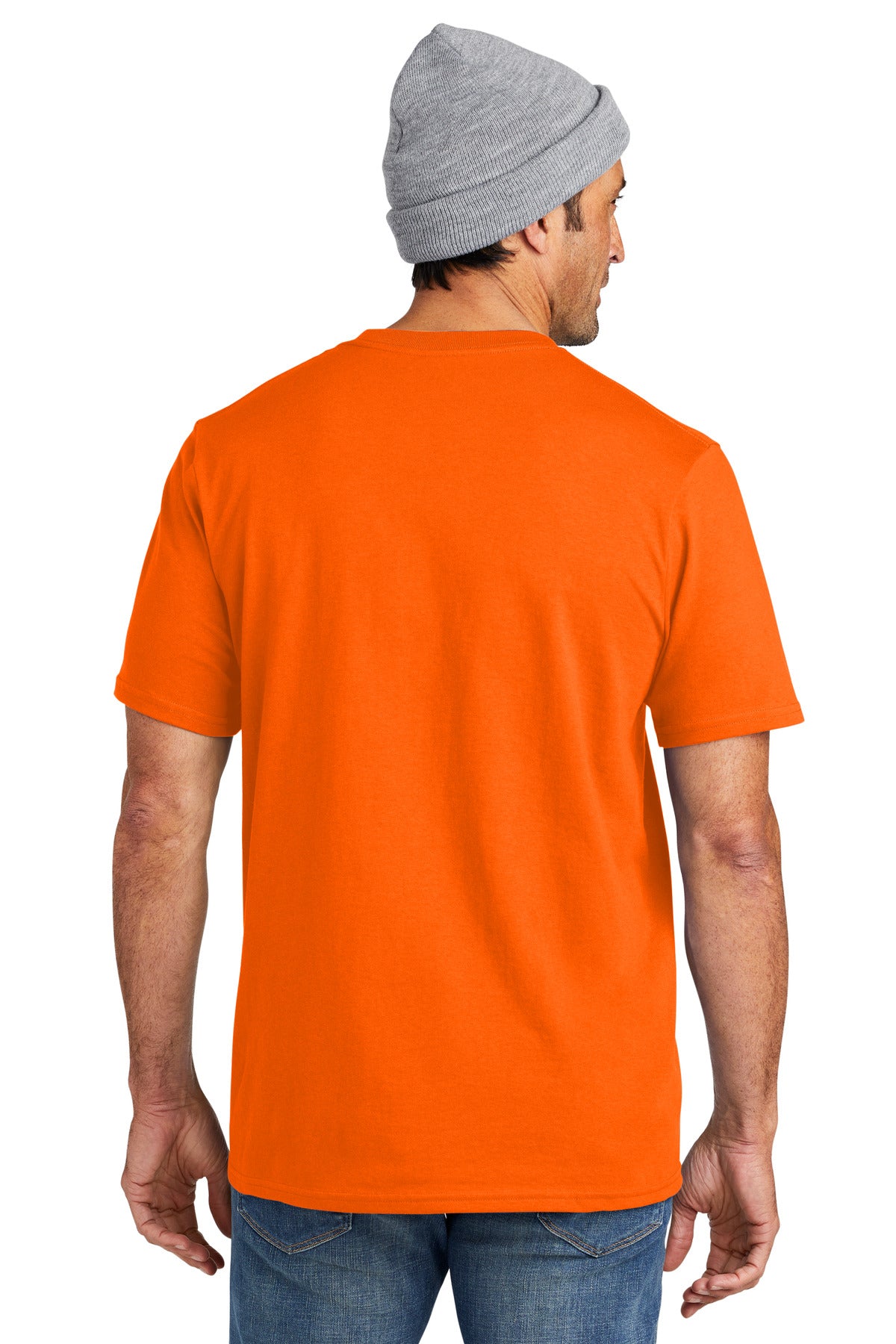 Custom Embroidered Volunteer Knitwear All-American Pocket Tee VL100P,Safety Orange