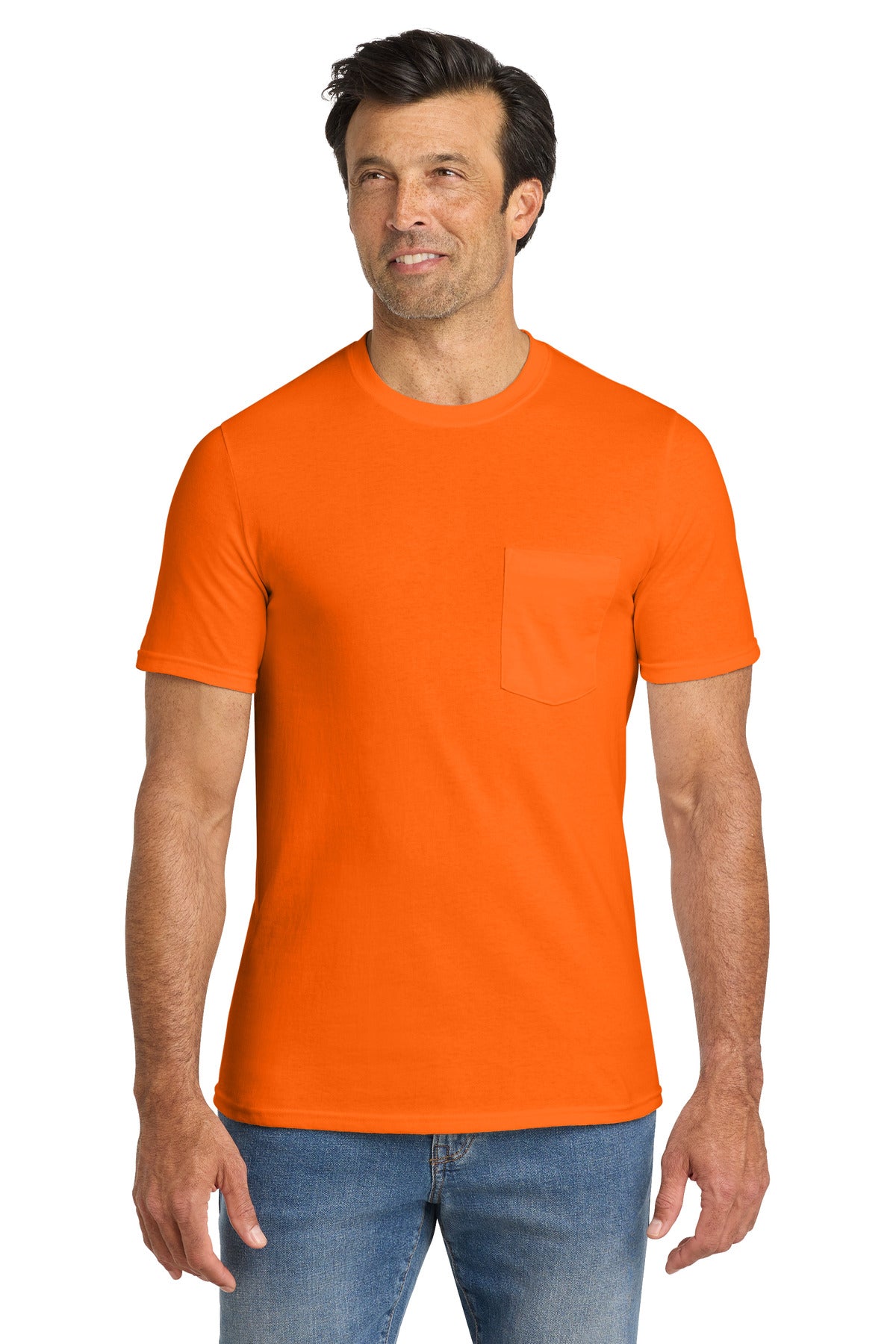 Custom Embroidered Volunteer Knitwear T-Shirts  in Safety Orange