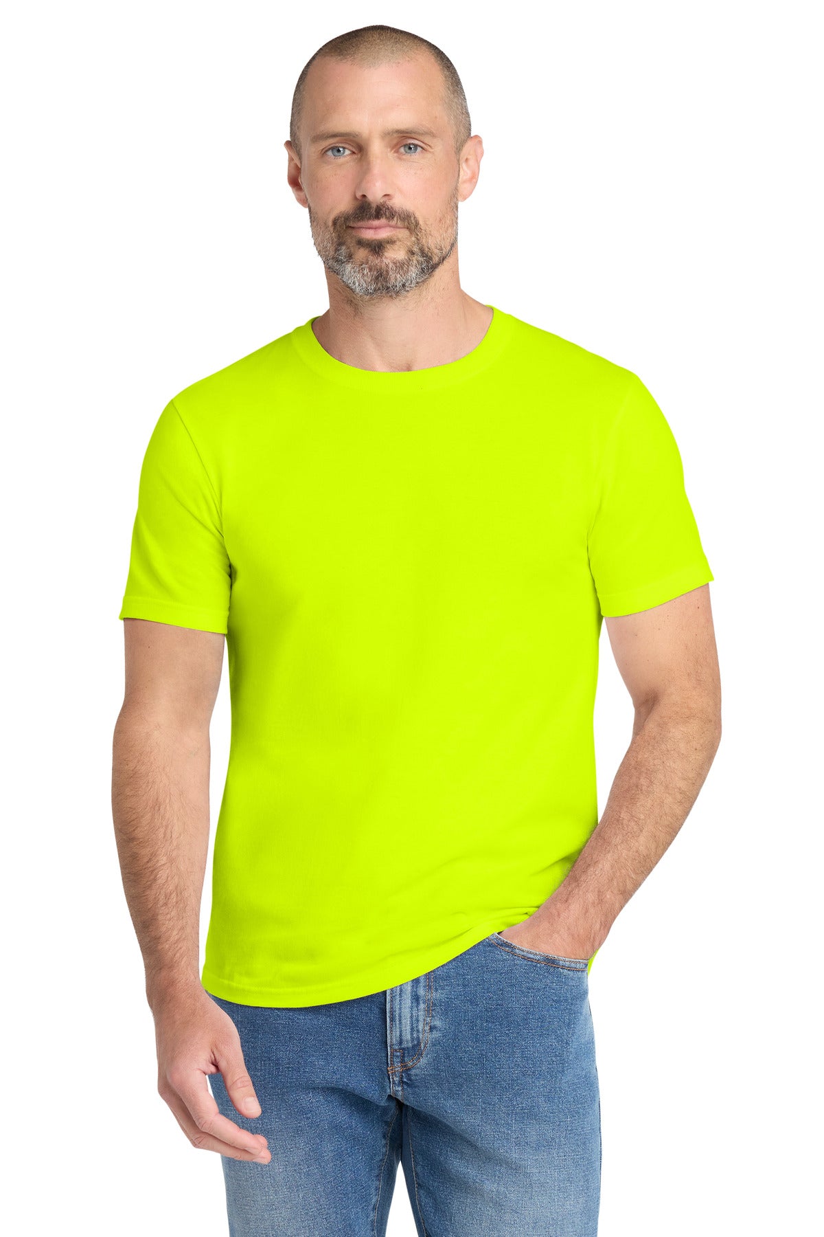 Custom Embroidered Volunteer Knitwear T-Shirts  in Safety Green