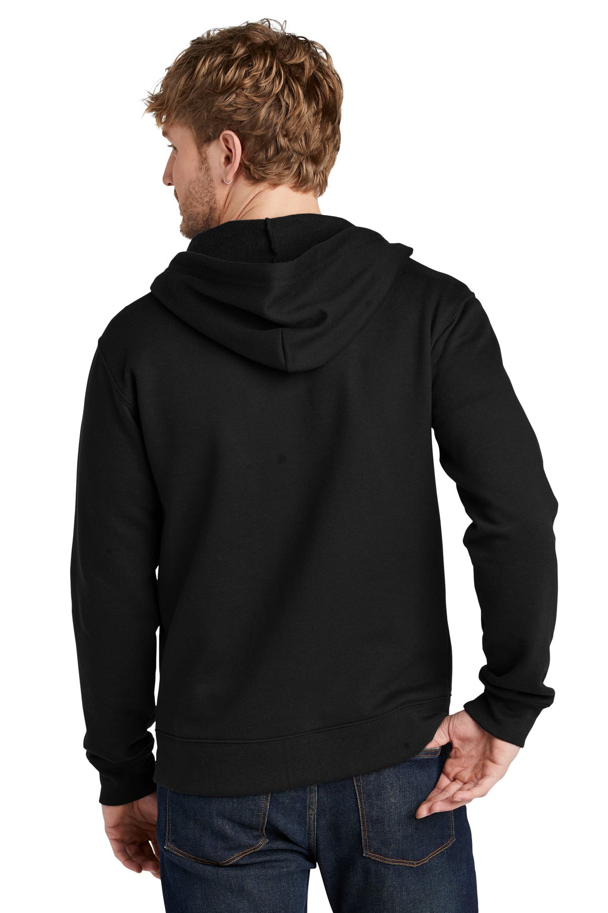 Custom Embroidered Volunteer Knitwear Chore Fleece Full-Zip Hoodie VL130ZH,Deep Black