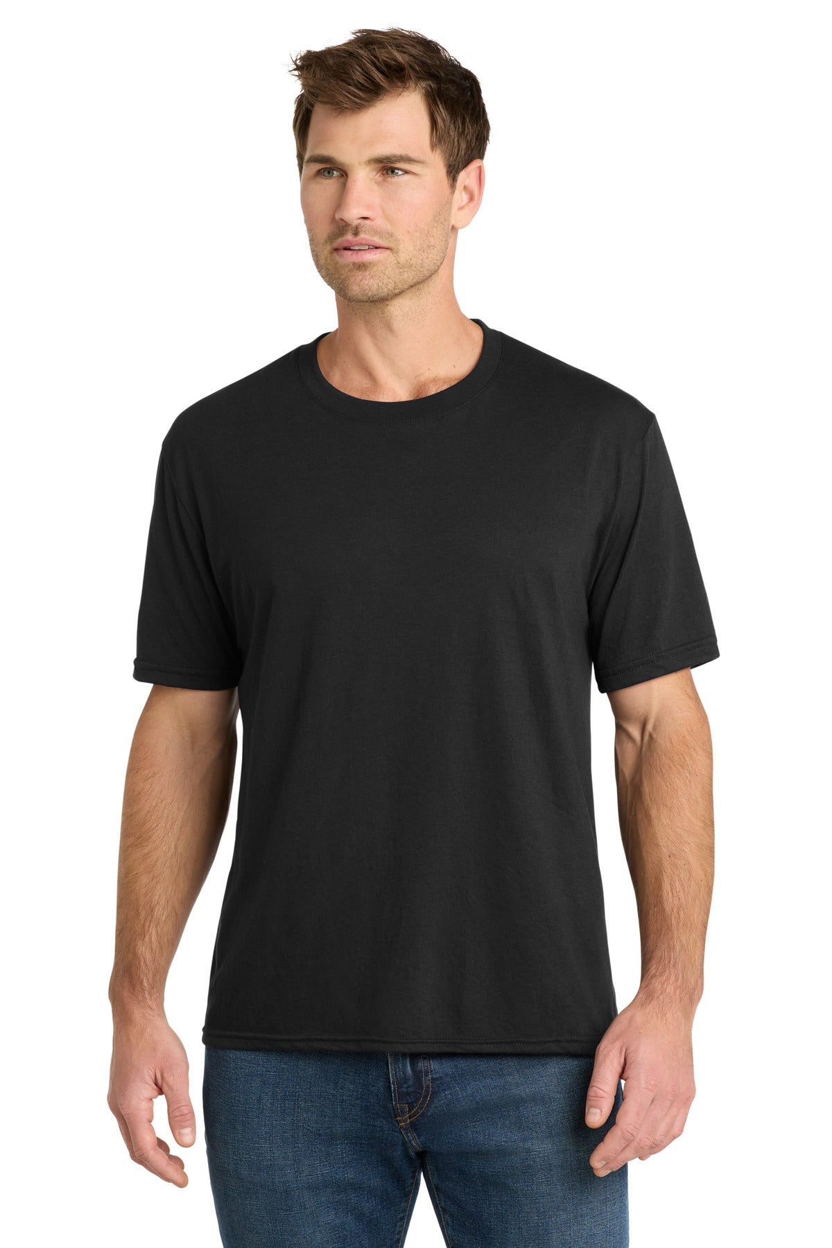 Custom Embroidered Volunteer Knitwear T-Shirts  in Deep Black Solid