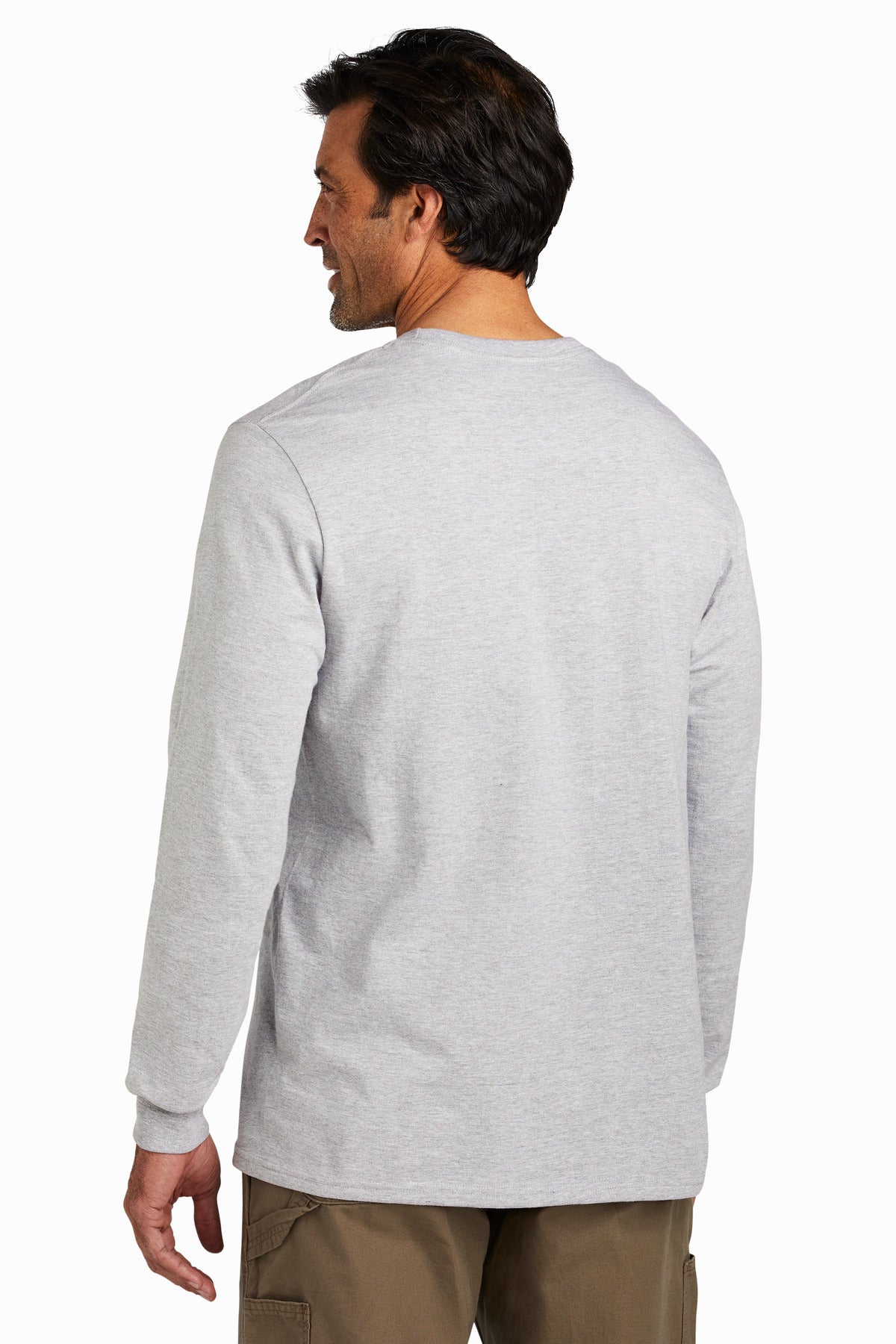 Custom Embroidered Volunteer Knitwear Chore Long Sleeve Tee VL60LS,Athletic Heather