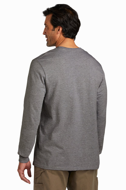 Custom Embroidered Volunteer Knitwear Chore Long Sleeve Tee VL60LS,Dark Heather Grey