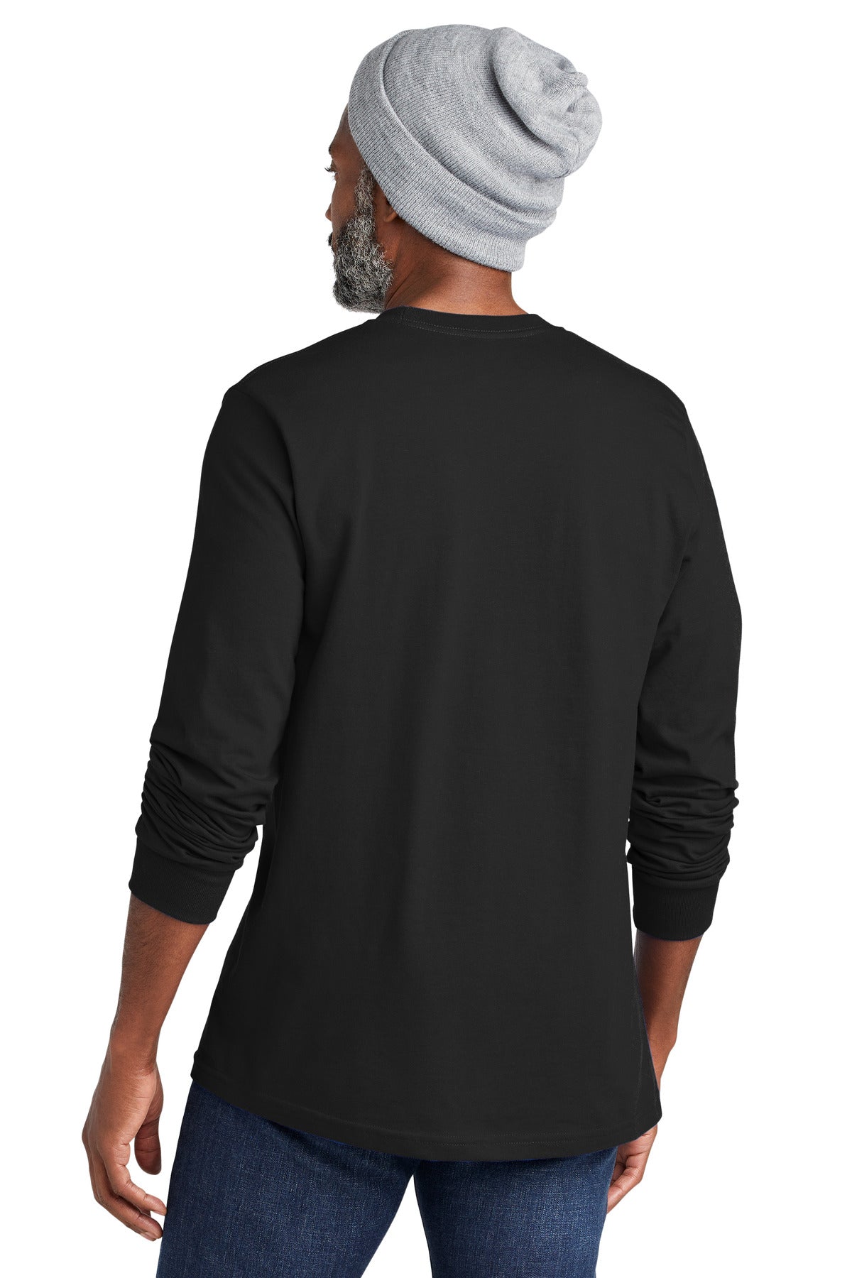 Custom Embroidered Volunteer Knitwear Chore Long Sleeve Tee VL60LS,Deep Black