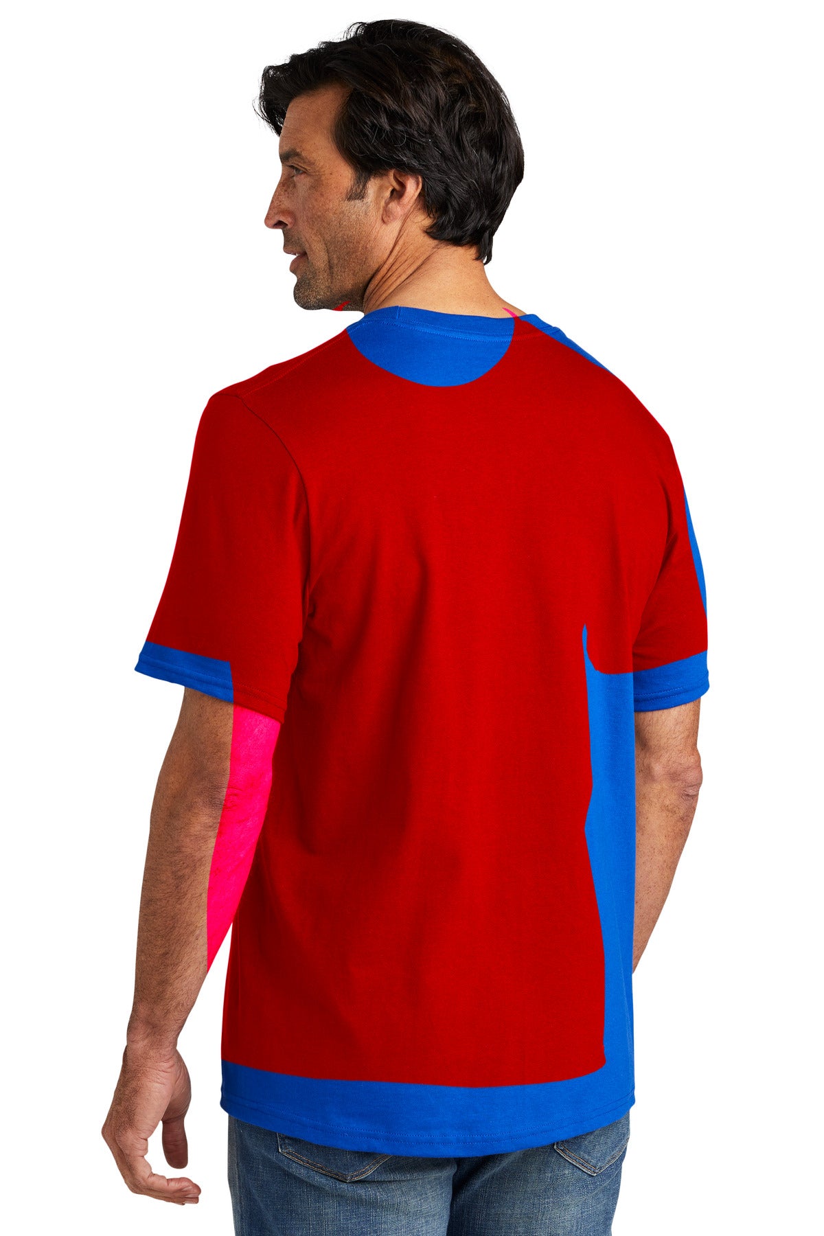 Custom Embroidered Volunteer Knitwear Chore Tee VL60,Flag Red