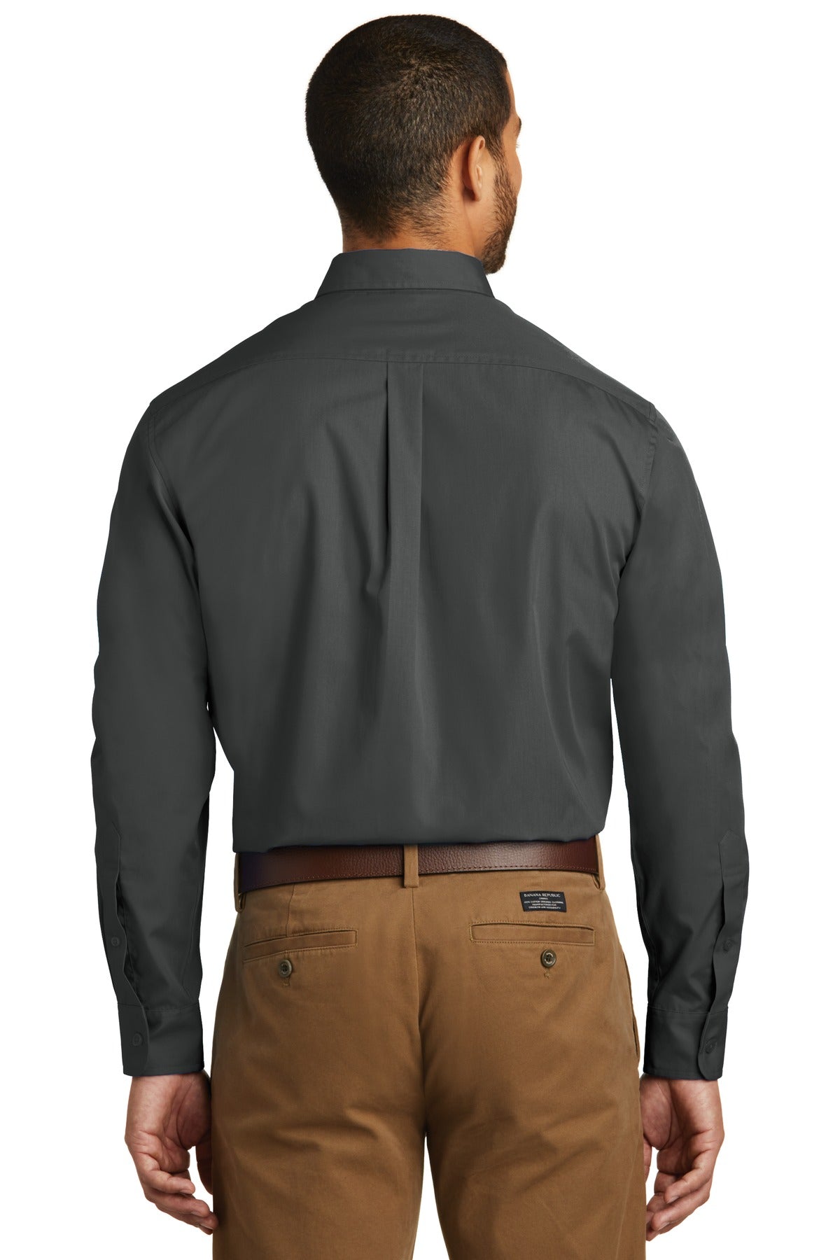Custom Embroidered Port Authority Long Sleeve Carefree Poplin Shirt. W100,Graphite