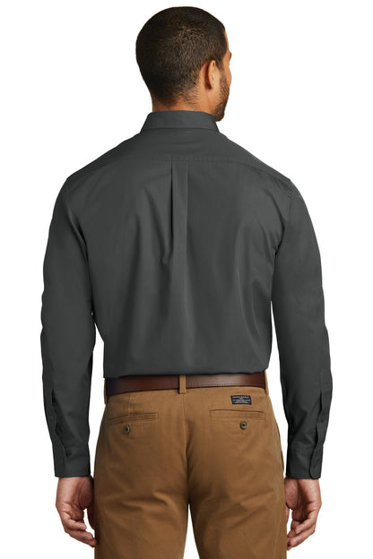 Custom Embroidered Port Authority Long Sleeve Carefree Poplin Shirt. W100,Graphite