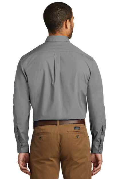 Custom Embroidered Port Authority Long Sleeve Carefree Poplin Shirt. W100,Gusty Grey