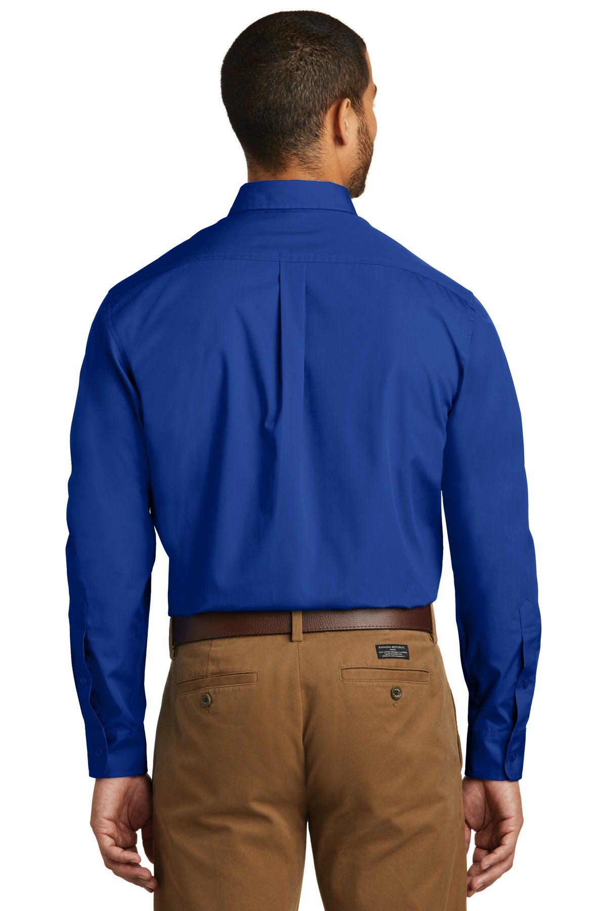 Custom Embroidered Port Authority Long Sleeve Carefree Poplin Shirt. W100,True Royal