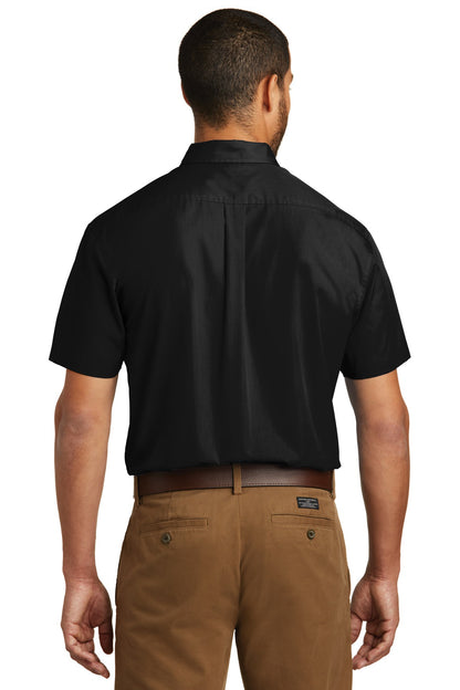 Custom Embroidered Port Authority Short Sleeve Carefree Poplin Shirt. W101,Deep Black