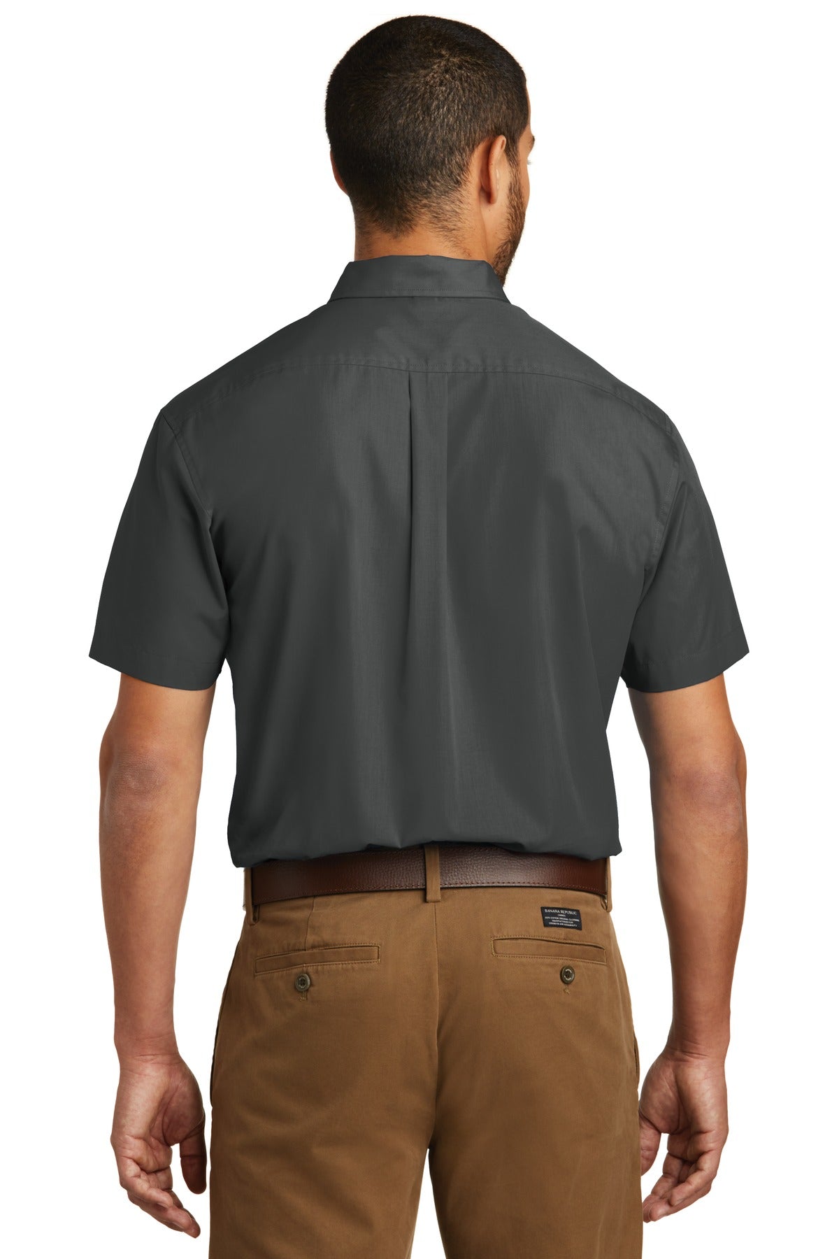 Custom Embroidered Port Authority Short Sleeve Carefree Poplin Shirt. W101,Graphite