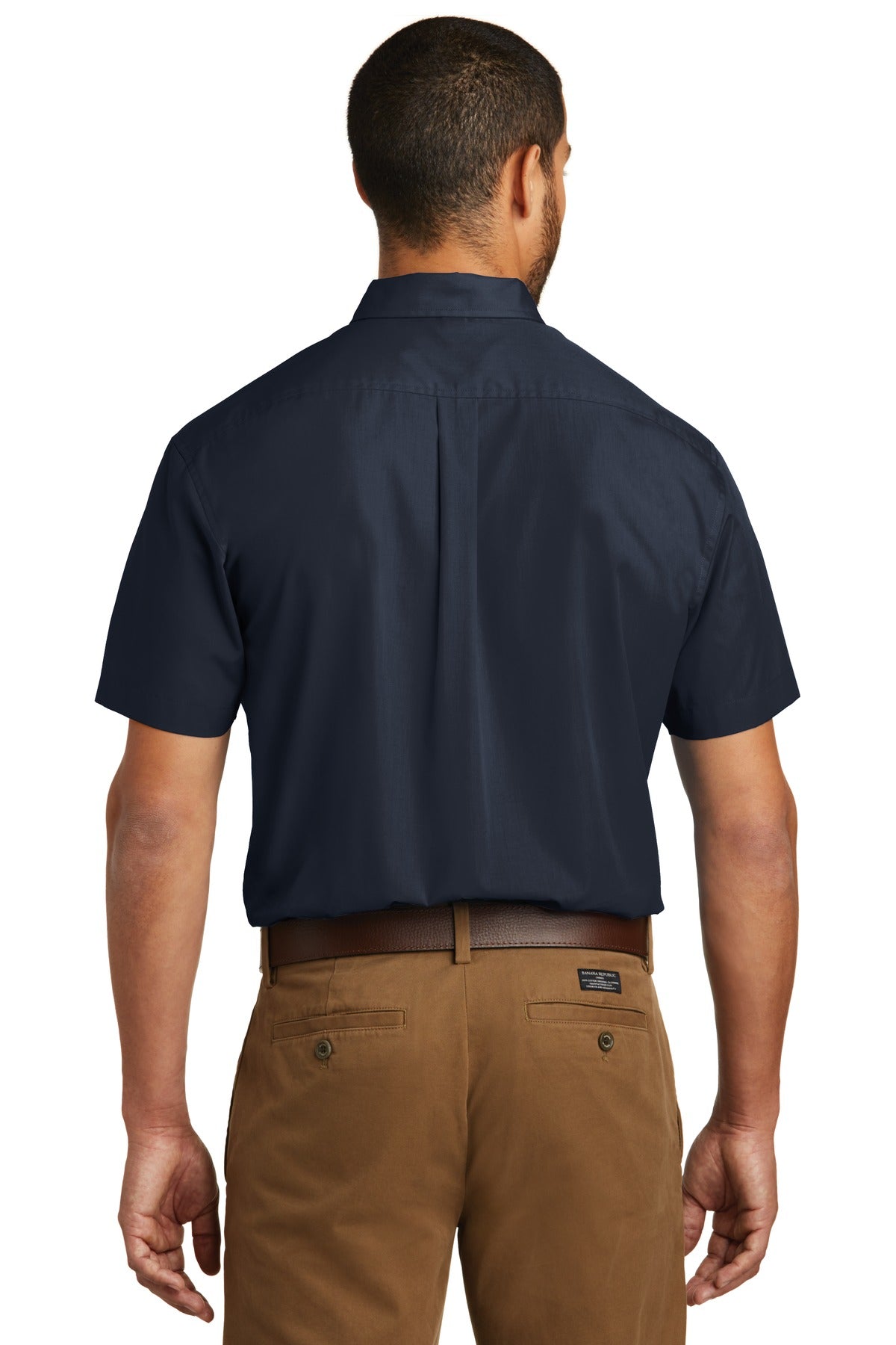 Custom Embroidered Port Authority Short Sleeve Carefree Poplin Shirt. W101,River Blue Navy