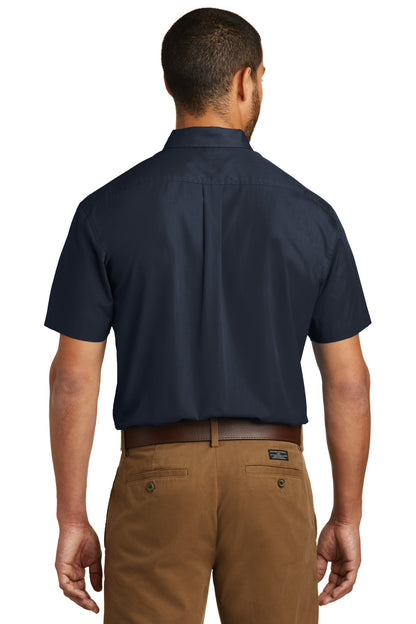 Custom Embroidered Port Authority Short Sleeve Carefree Poplin Shirt. W101,River Blue Navy