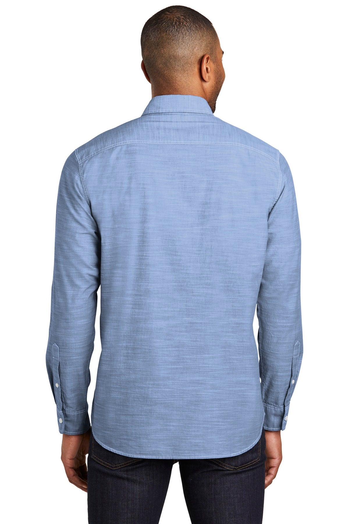 Custom Embroidered Port Authority Slub Chambray Shirt. W380,Light Blue