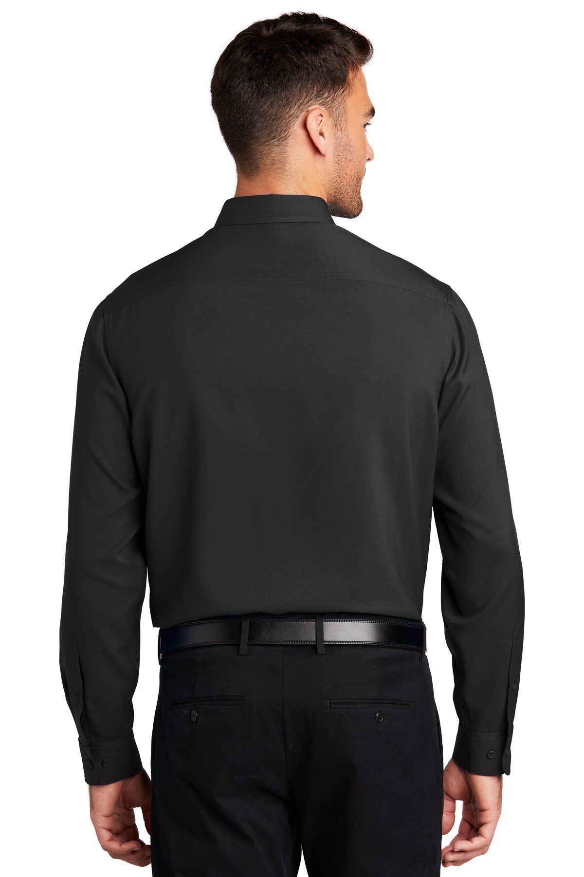 Custom Embroidered Port Authority  Long Sleeve Performance Staff Shirt W401,Black