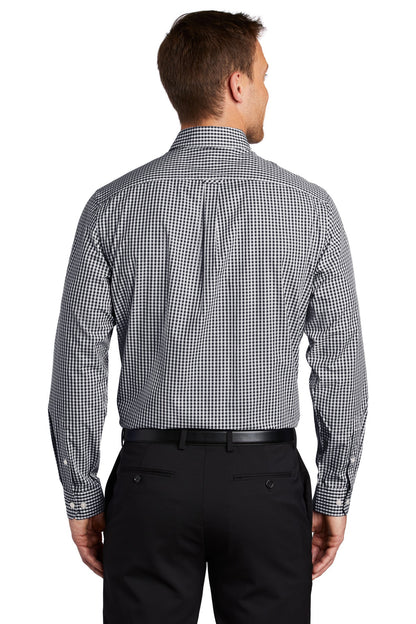 Custom Embroidered Port Authority  Broadcloth Gingham Easy Care Shirt W644,Black/ White