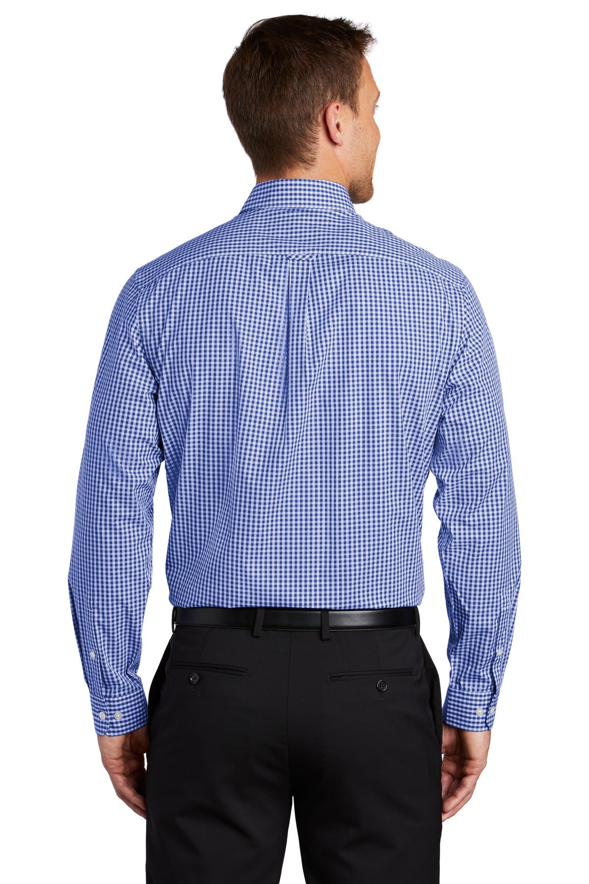 Custom Embroidered Port Authority  Broadcloth Gingham Easy Care Shirt W644,True Royal/ White