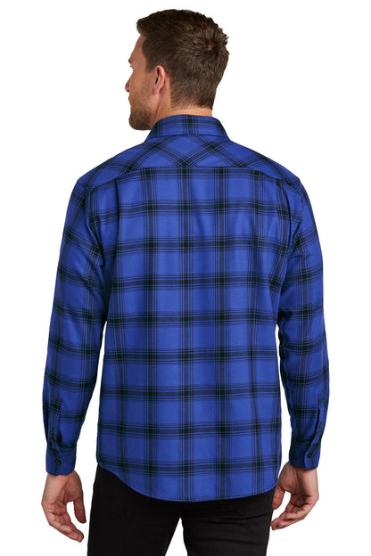 Custom Embroidered Port Authority Plaid Flannel Shirt. W668,Royal/ Black Open Plaid