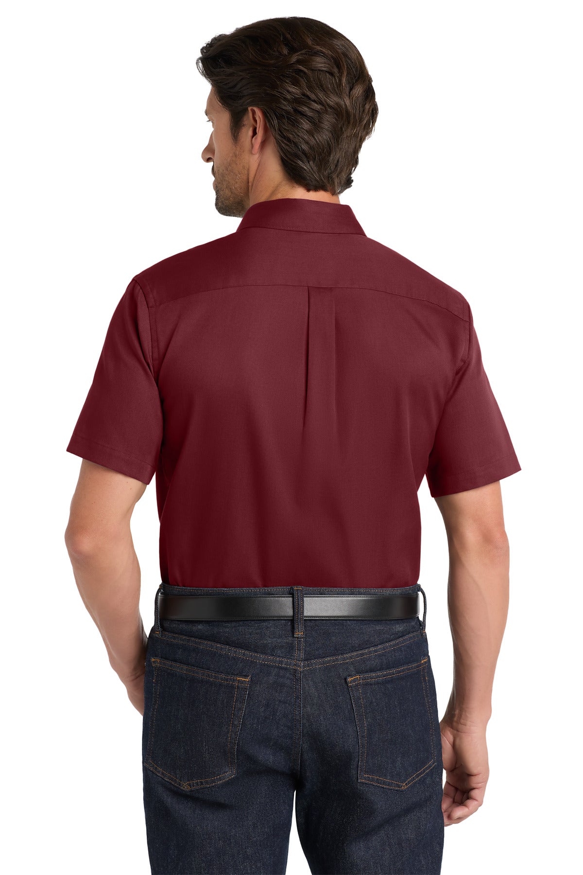 Custom Embroidered Port Authority Short Sleeve SuperPro React Twill Shirt. W809,Burgundy
