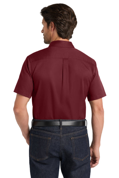Custom Embroidered Port Authority Short Sleeve SuperPro React Twill Shirt. W809,Burgundy