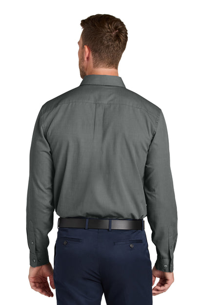 Custom Embroidered Port Authority Long Sleeve Nailhead Easy Care Shirt W816,Deep Black
