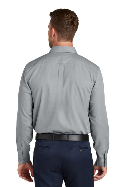 Custom Embroidered Port Authority Long Sleeve Nailhead Easy Care Shirt W816,Gusty Grey