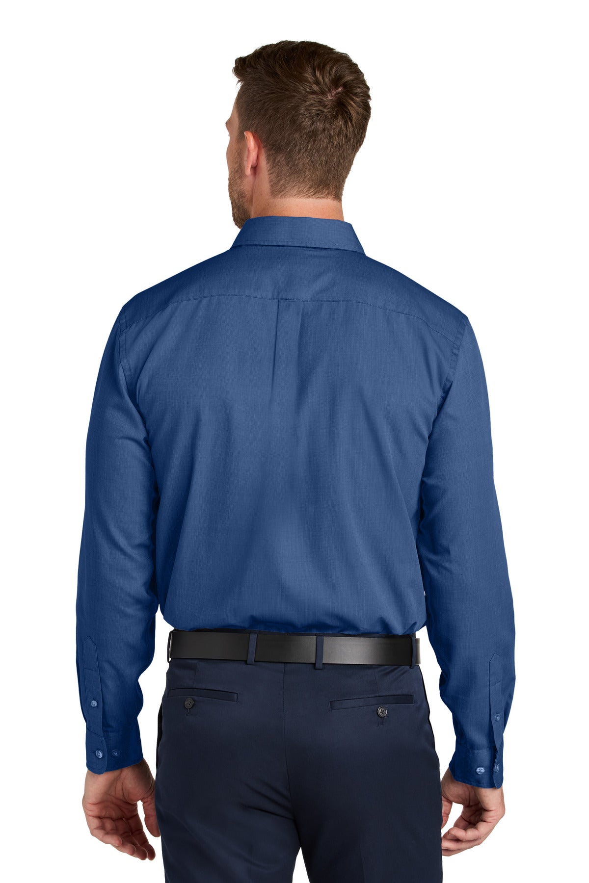Custom Embroidered Port Authority Long Sleeve Nailhead Easy Care Shirt W816,Mediterranean Blue