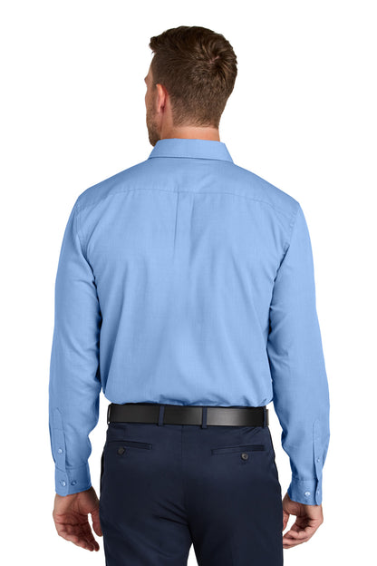 Custom Embroidered Port Authority Long Sleeve Nailhead Easy Care Shirt W816,Swiss Blue