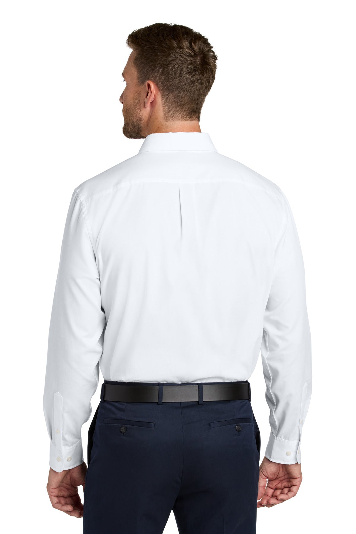 Custom Embroidered Port Authority Long Sleeve Nailhead Easy Care Shirt W816,White
