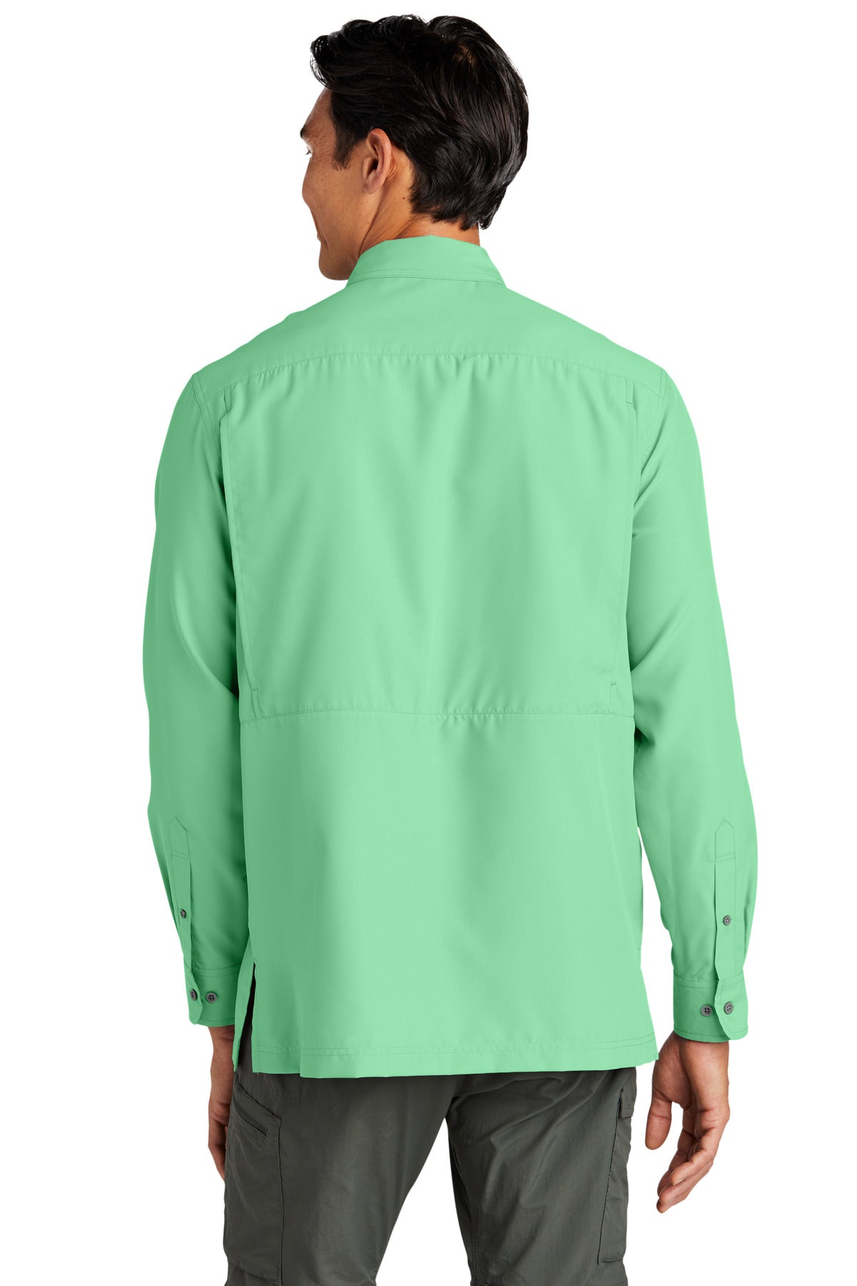 Custom Embroidered Port Authority Long Sleeve UV Daybreak Shirt W960,Bright Seafoam