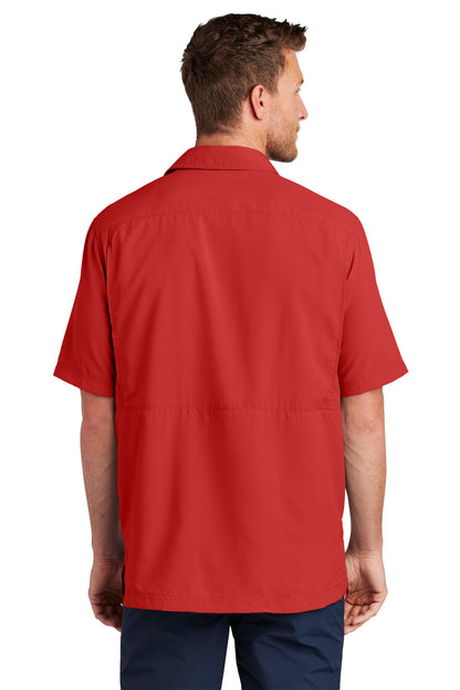 Custom Embroidered Port Authority Short Sleeve UV Daybreak Shirt W961,Rich Red
